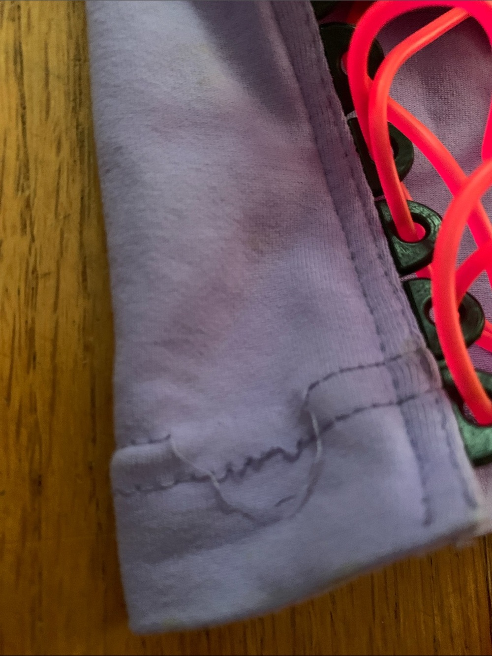 Cyberdog London Lavender Crop Top with Neon Pink Blacklight Reactive Lacing - Picture 5 of 15